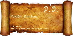 Pádár Dárius névjegykártya